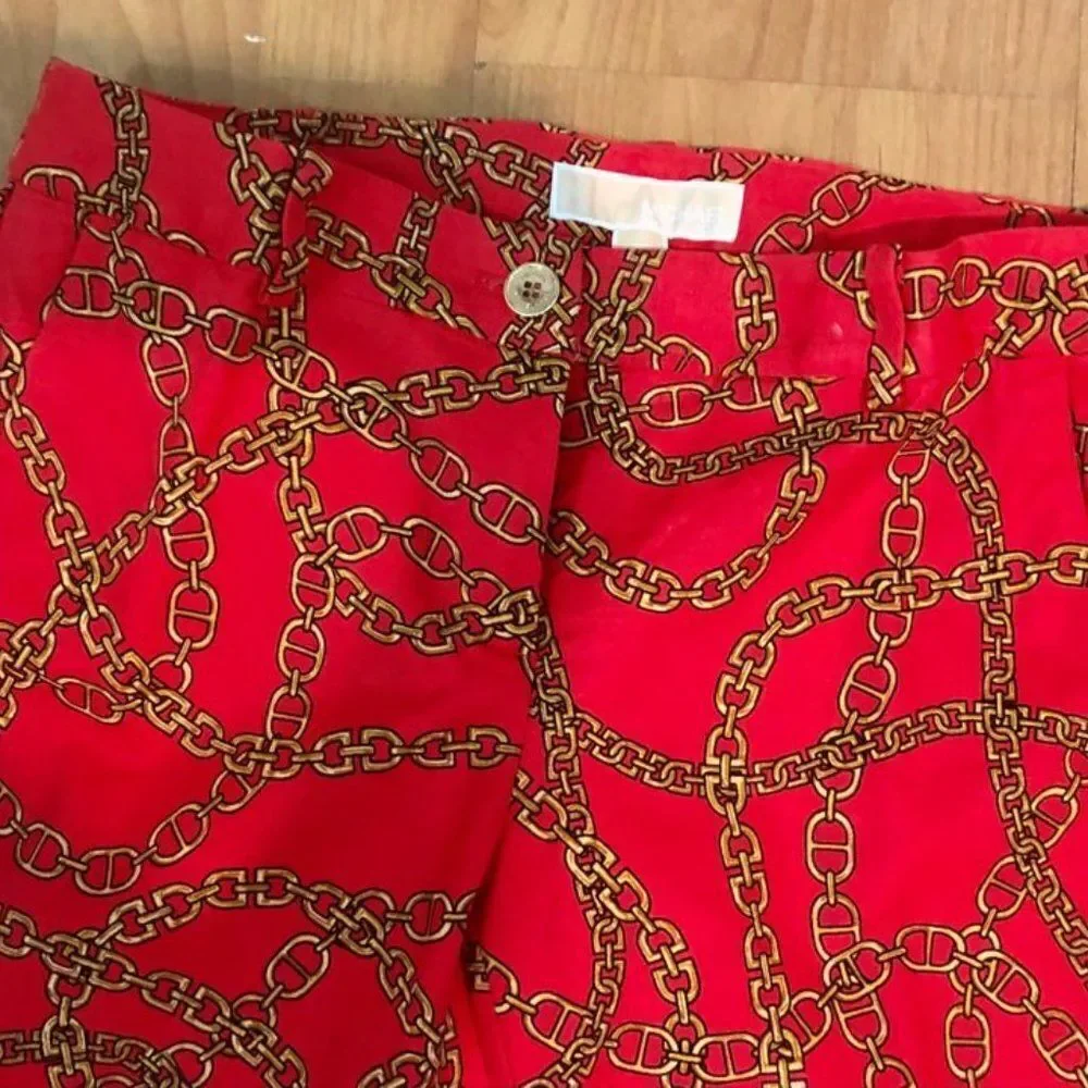 Michael Kors Red Pants Chain Pattern - Picture 3 of 5